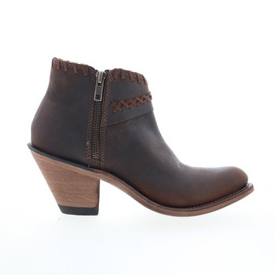 Jama Old West Snip Toe 18150 Womens Brown Leather Zipper Western Boots
