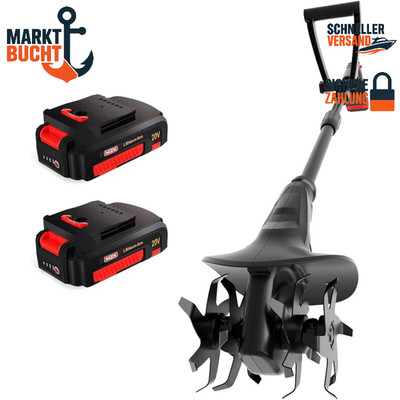 Akku-Motorhacken 20V 20cm 360 U/min Gartenfräse 24 Stahlzinken 2x 2,0Ah Akku