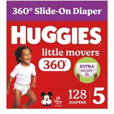 Huggies Little Movers HuggFit 360 Diapers Size 5, 128 Count 2 Packs of 64 