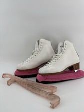 Riedell 121 Figure Ice Skates Women  s 5.5 B White Made USA w/ Blade Guards