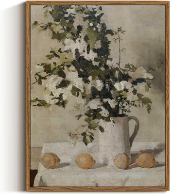 Vintage Flowers and Lemons Pictures Botanical Wall Art For Bedroom Living room