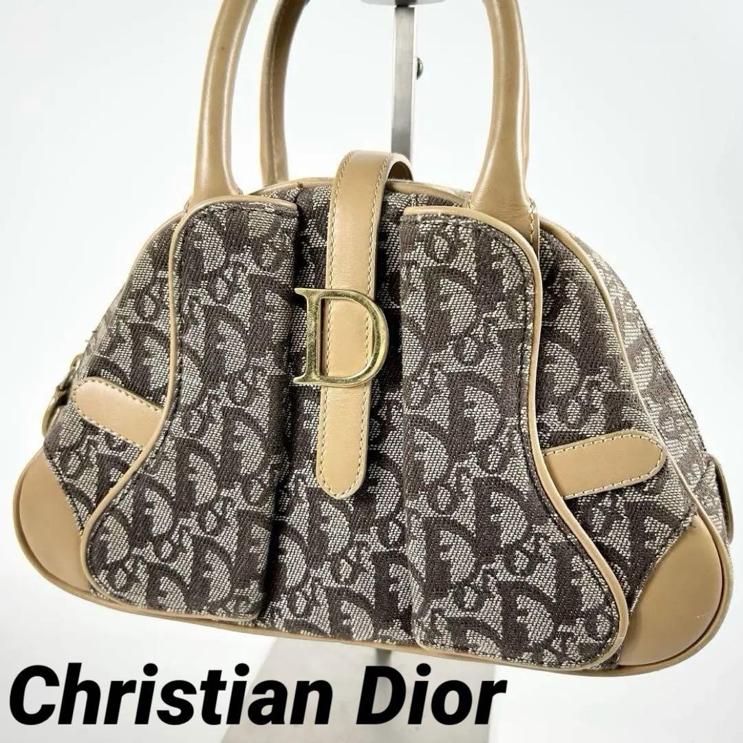 Vintage Christian Dior Trotter Saddle Bag in Brown Canvas from Japan RA