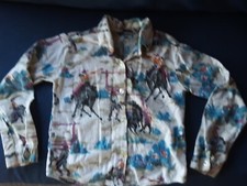 Vintage Childs Flannel Shirt-Cowboy/Rodeo/Bucking Bronc Print- Sz 8 