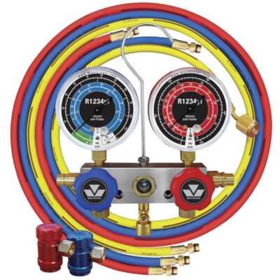 Mastercool 83272 R1234YF Aluminum Block AC Manifold Gauge Set With 72'' Hoses