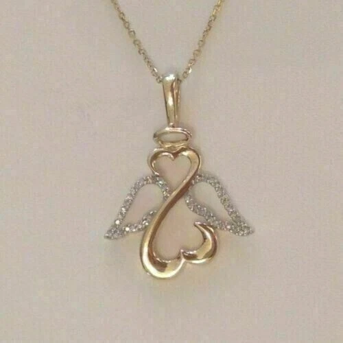 VETEMENTS Ciondolo Donna Argento Sterling Reale 1CT Diamante Simulato Oro Giallo 14K Placcato