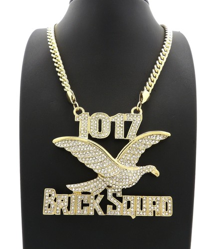 MENS ICED 1017 BRICK SQUAD PENDANT WITH 6mm 30" CUBAN CHAIN GOLD PLATED - Picture 5 of 5