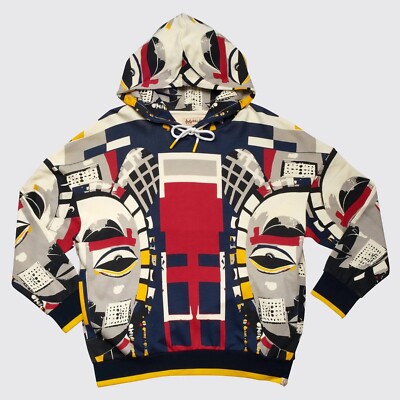 AGTAWH French Terry Motif Print Hoodie Men's Unity Print All Cotton, L