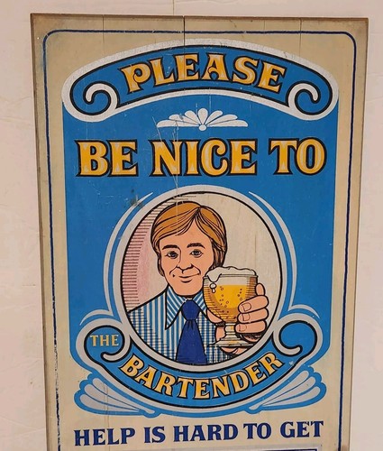 Pabst Blue Ribbon Beer Wooden Sign "Please Be Nice To Bartender" #P-1387 - 第 6/7 張圖片