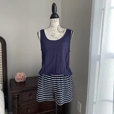 Umgee - Small Romper Navy and White Striped - Tank w/shorts attached