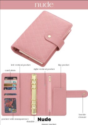Quilted Luxury Gold Ring Nude Pink Journal Binder Planner  Notebook Agenda Memo