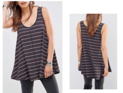 Details about / NWT Free People Garden Stripe Tank Top Tunic Cami Shirt Gray Wine