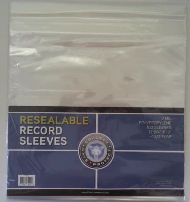 COLLECT SAVE PROTECT (CSP) (100) CSP Record Sleeves Resealable Album Protector NIP 12 3/4"x13" 2 mil 33 rpm