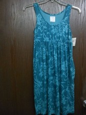 SUNDRESS W FLOWERS BLUE COTTON BLEND DRESS 2 SIDE POCKETS REGULAR NWT