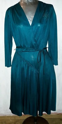 Vintage 70s 80s green Dress w/ Floral Designs by Family Fashions by Avon  11/12 | eBay