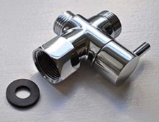 Metal T-adapter with Shut-off Valve, 3-way Tee Connector bidet diaper shower 7/8