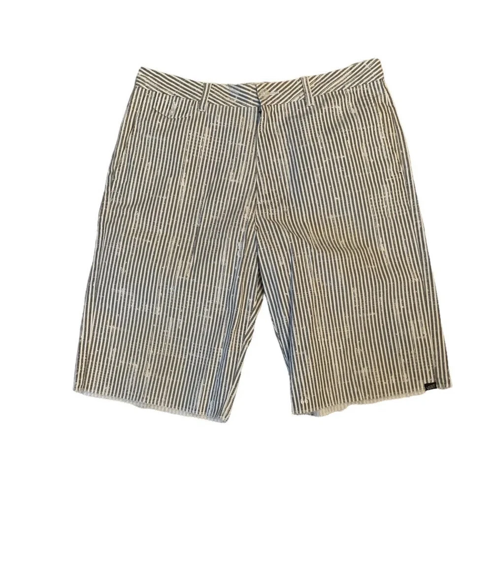 Pantaloncini corti Vans grigi e bianchi a righe 1966 stampa fronte piatto taglia 32