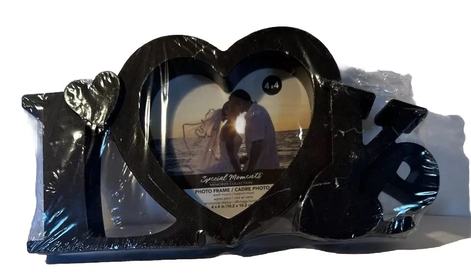 LOVE Greenbrier Industries Black HEART Glass Insert PhotoFrame NEW 7-1/4”x7-1/4” - Image 4 of 4