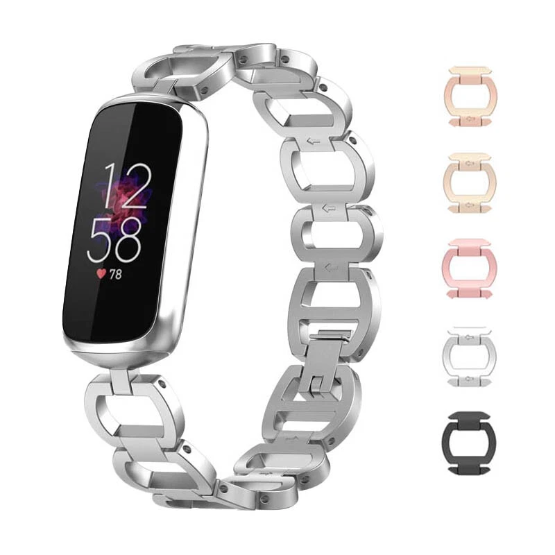 StrapsCo Metal Alloy Link Jewelry Watch Bracelet Band for Fitbit Luxe