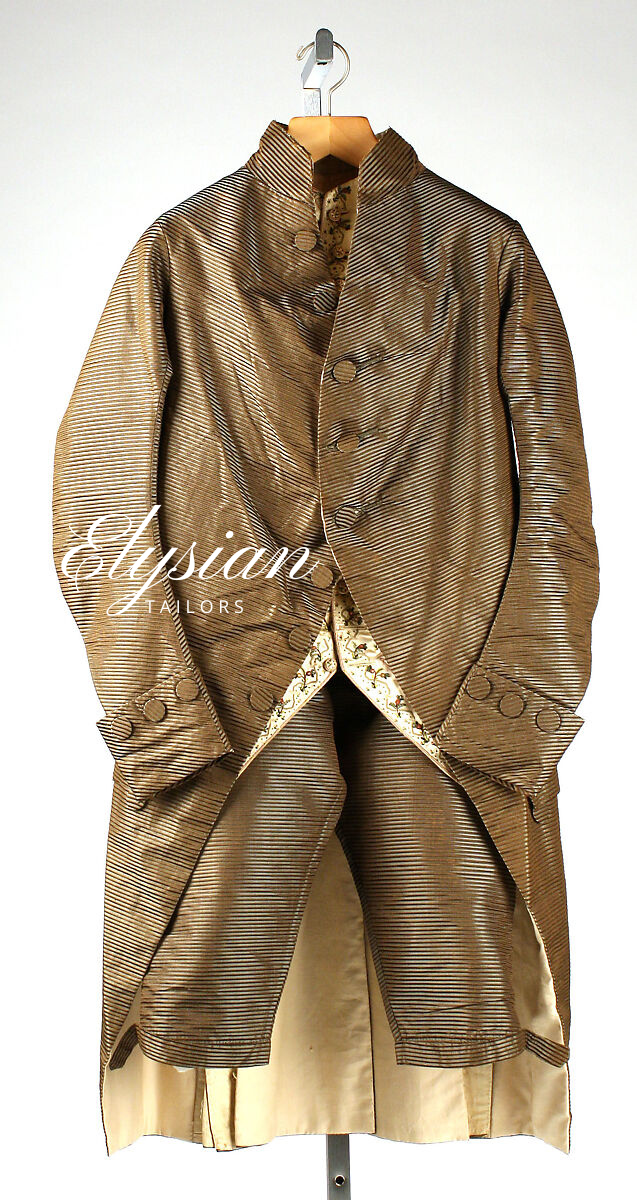 Customized 3Pc Gold Silk Embroidered Rococo Set Mens Fashion Historical Costume