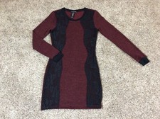 Women's three pink hearts dress size M black burgundy Lace sparkle