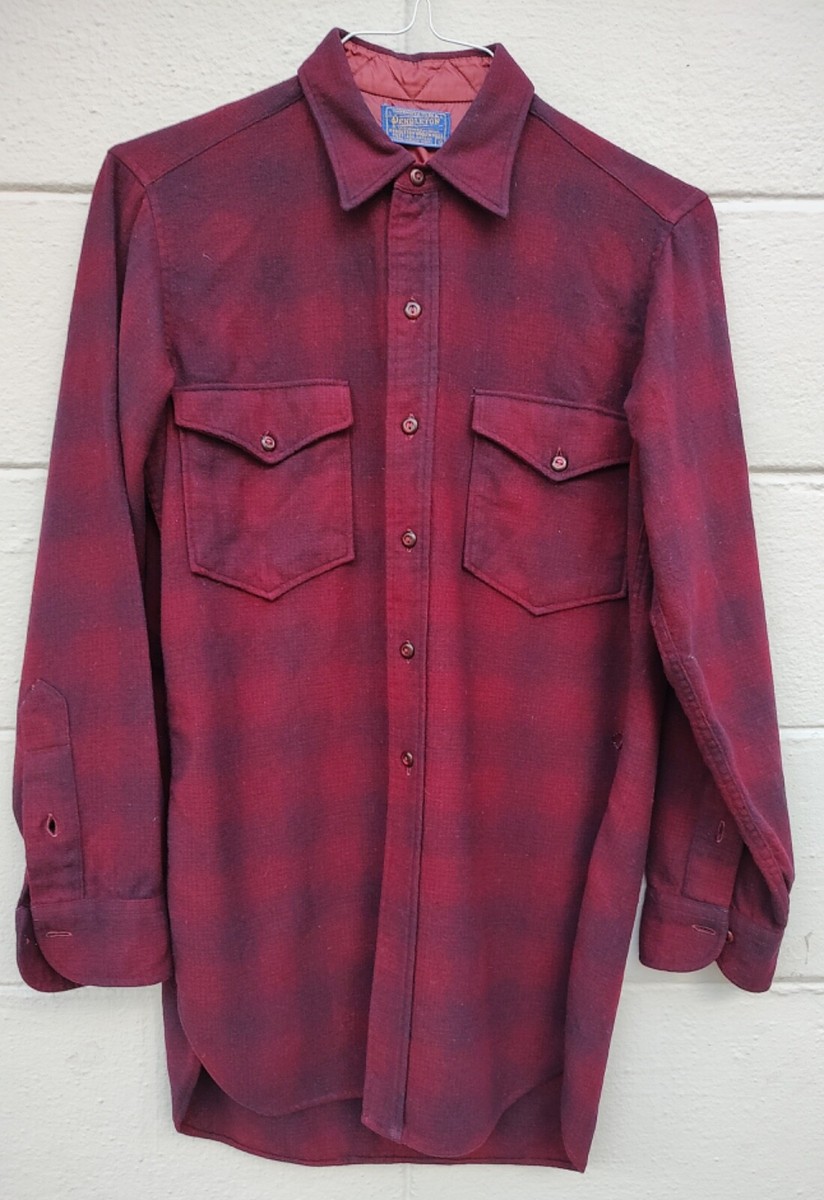 トップス 50s Wool Shirt shadow check PENDLETON Pendleton Wool Shirt Maroon Red/Black Shadow Plaid Vintage