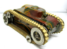 *MARKLIN* GERMANY-CARRO ARMATO A MOLLA- LATTA CON CINGOLI IN GOMMA-cm9.7-ANNI 30