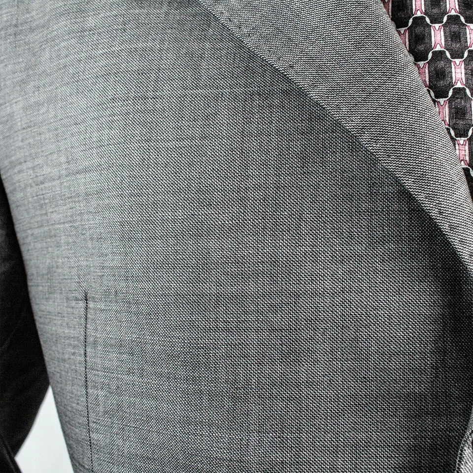 SALVATORE FERRAGAMO Nuevo Abrigo Chaqueta Hombre Gris Plateado Sólido 3 Botones Talla 40 42 Foto 2 de 4