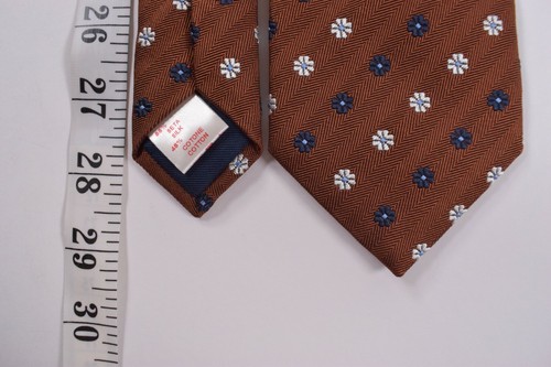 Altea Neck Tie NWT Dark Orange with Blue and White Flowers Silk Blend - Picture 4 of 8