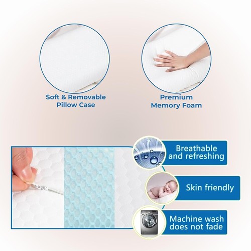 Cuscino Letto Memory Foam Bambù Ortopedico Collo Schiena Supporto Ipoallergenico - Foto 3 di 6