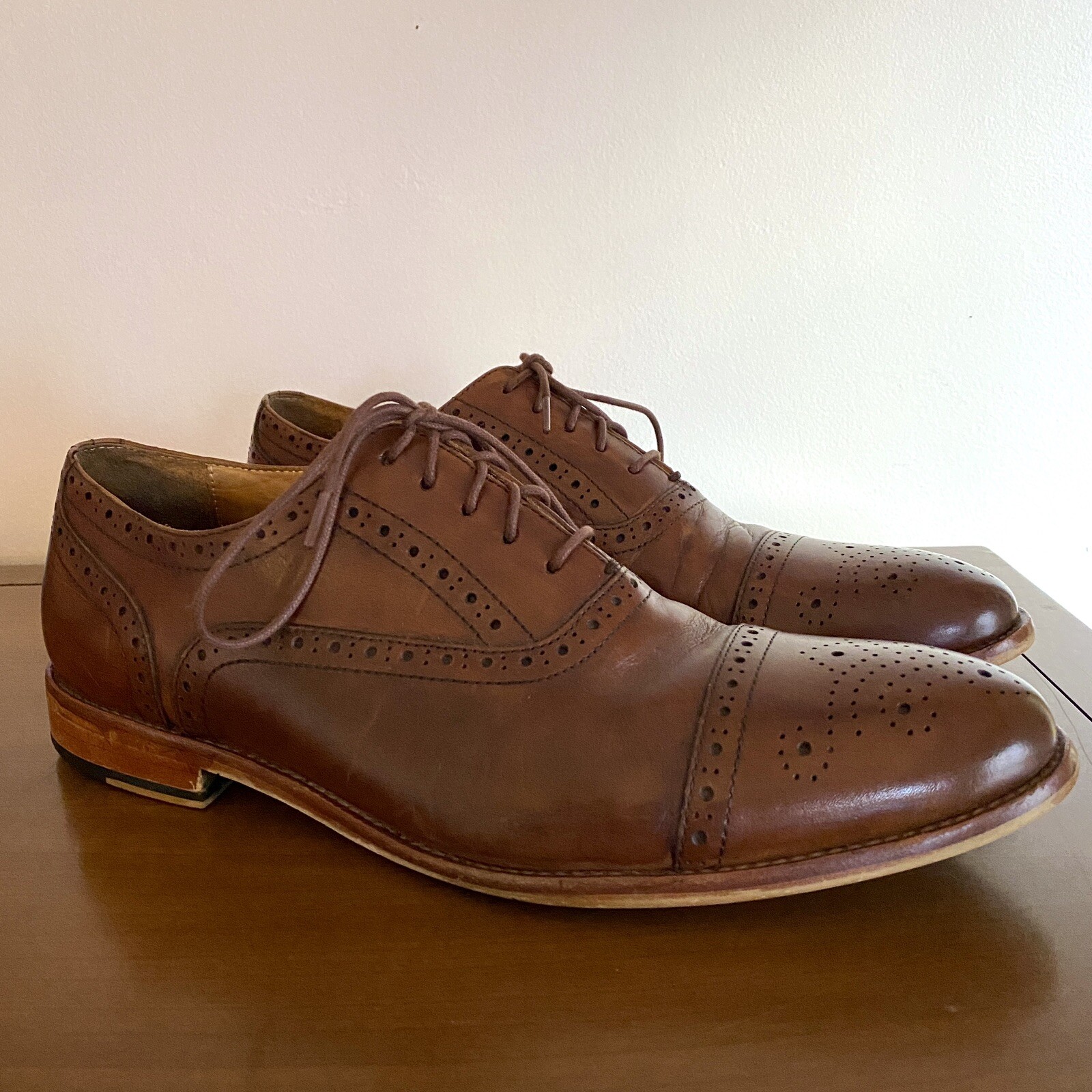 SAOLA Scarpe eleganti Oxford da uomo Warfield & Grand taglia US 10 pelle castagno captoe
