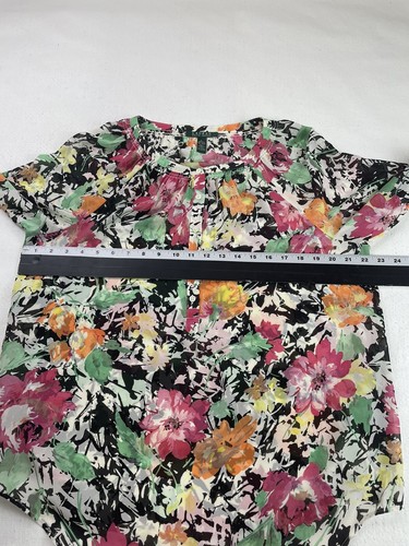 Blusa Top Lauren Ralph Lauren Transparente Manga 3/4 Para Mujer L Cuello Plisado Floral - Imagen 2 de 7