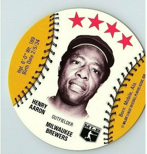 1976 Aaron Hank Isaly's Discs Hof Milwaukee Baseball Sweet William Brewers Ex - Bild 7 von 12