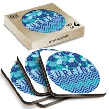Image of 4 x Boxed Square Coasters - Blue Surfing Surf Surfer #9012