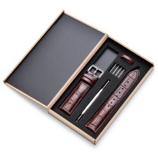 Brown Calf Leather Watchband Alligator Grain Watch Strap - Band Width 16MM-24MM