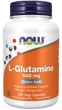 NOW Foods L-Glutamine 500 mg  Amino Acid 120 Veg Caps EXP 04/26