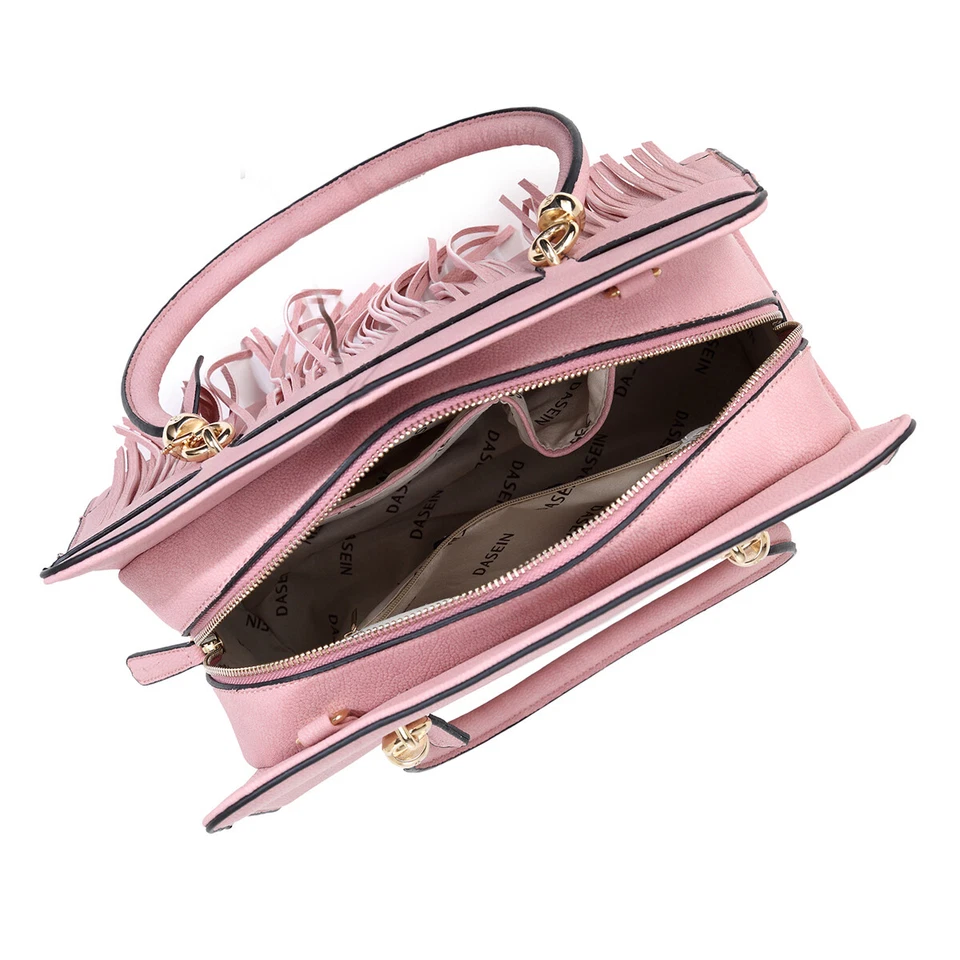 Womens Fashion Handbags Casual Travel Satchel Shoulder Bags Fringe Tassel Purses - Image 3 of 4