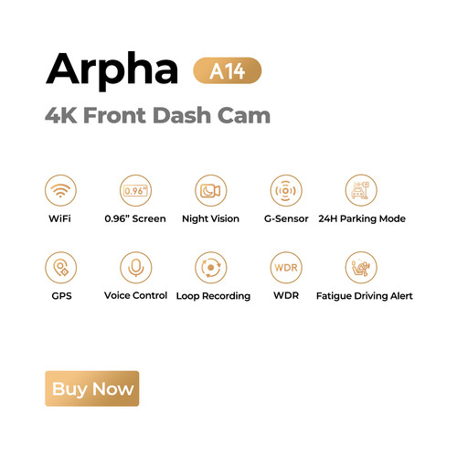 ARPHA 4K Dash Cam WiFi GPS Front Car Camera Park Mode Voice Control 2K/1080P APP - Picture 2 of 12