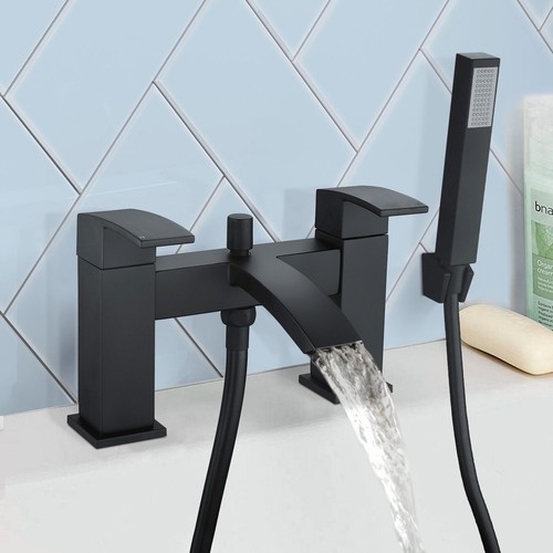 Arke Bathroom Black Matt Sink Basin Mono Mixer Bath Filler Shower Brass Tap - Picture 32 of 58
