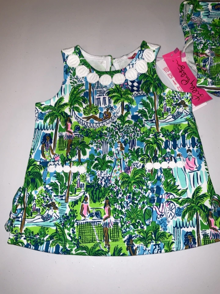 Lilly Pulitzer Nuevo con Etiquetas Bebé Lilly Cambio Verde Lilly En Vacaciones Talla 6/12, 12/18 Mos Foto 2 de 4