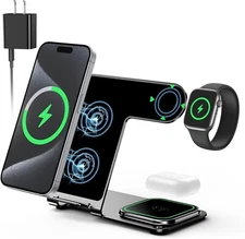 Wireless Charging Station 3 in 1 Wireless Charger Metal Charging Station