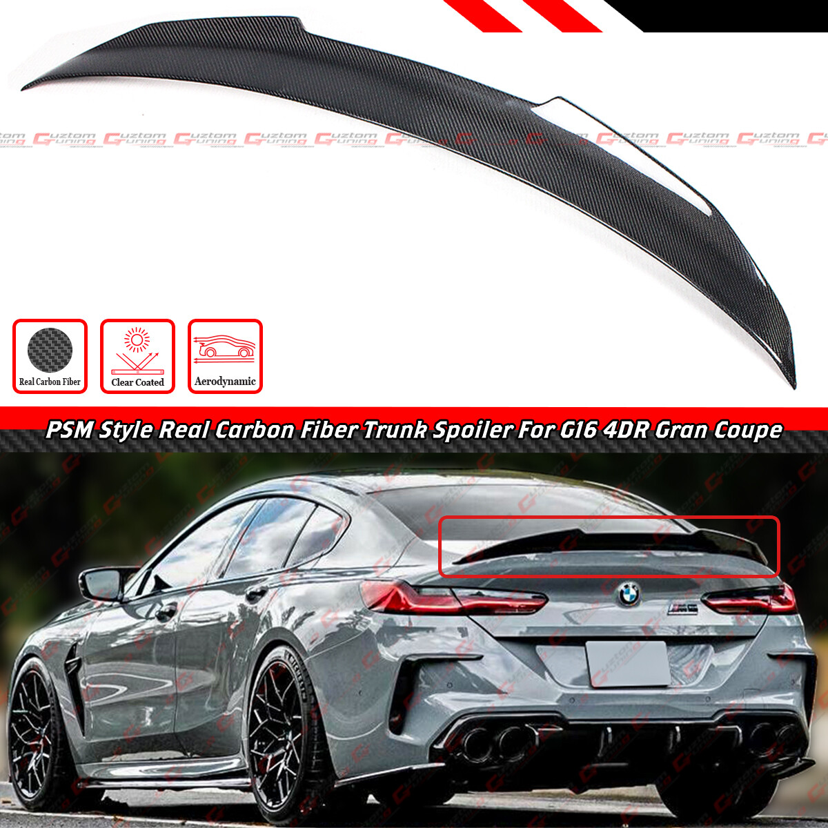 FOR 2019-25 BMW G16 840i F93 M8 GRAN COUPE PSM STYLE CARBON FIBER