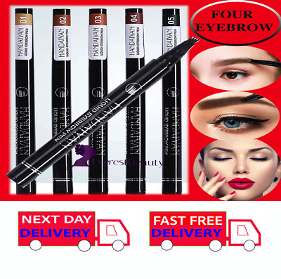 2XMicroblading Tattoo Augenbraue 3D Liquid Ink Pen wasserfest 4 Gabel Stift Brow UK