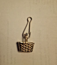 LONGABERGER Basket Zipper Pull Charm silver  tone - RARE HTF accessory
