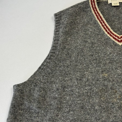 J. Crew Vintage Men's Shetland Wool Sweater Vest V-Neck Gray Extra Large - Picture 4 of 11