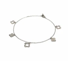 Stainless Steel Anklet Rhodium Ankle Charm Bracelet #8