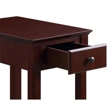 Pemberly Row Wood Accent Table with Storage Drawer and 1 Tier Shelf in Espresso