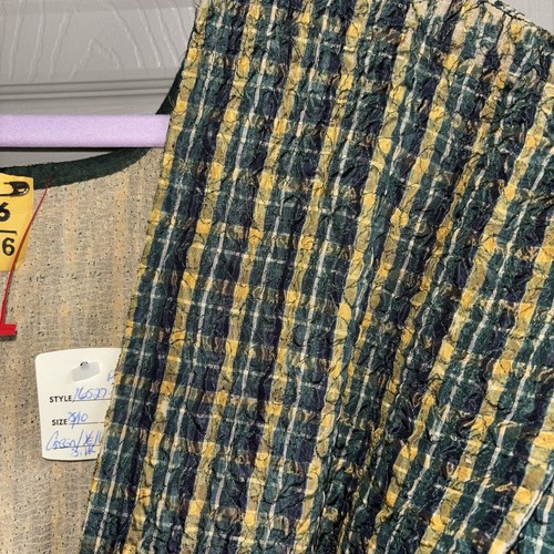 handmade antique 1920/30s vintage plaid green and yellow day dress - size 8 - Picture 5 of 7