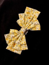 Handmade Bow Headband Stretch One Size fits most Yellow Floral