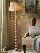 Joules Harewood Pleated Shade Bobbin Floor Lamp - Light Pink (Marks/Scuffs)