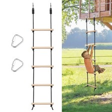 MONT PLEASANT Rope Ladder for Kids Climbing Obstacle Wooden Swing Black